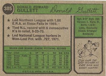 Don Gullett  baseball card collectible - Main Image 2