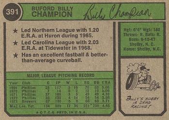 Billy Champion  baseball card collectible - Main Image 2