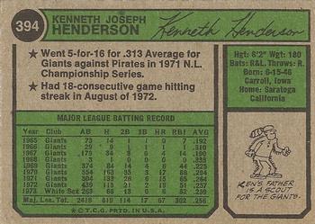 Ken Henderson  baseball card collectible - Main Image 2