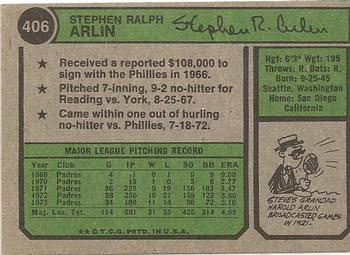 Steve Arlin  baseball card collectible - Main Image 2