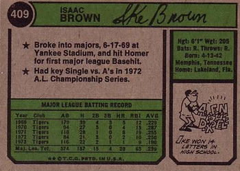 Ike Brown  baseball card collectible - Main Image 2