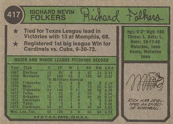 Rich Folkers  baseball card collectible - Main Image 2