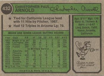 Chris Arnold  baseball card collectible - Main Image 2