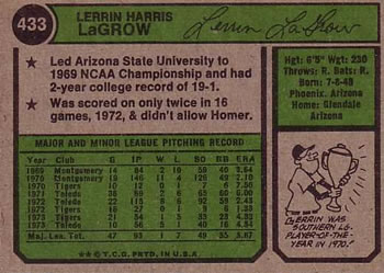 Lerrin LaGrow  baseball card collectible - Main Image 2