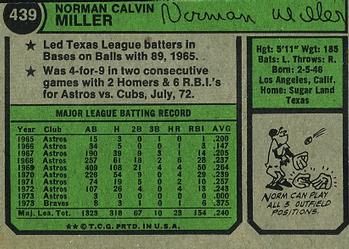 Norm Miller  baseball card collectible - Main Image 2