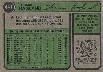 Tom Ragland  baseball card collectible - Main Image 2