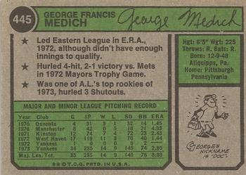 George Medich  baseball card collectible - Main Image 2