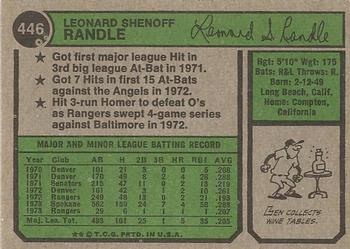 Len Randle  baseball card collectible - Main Image 2