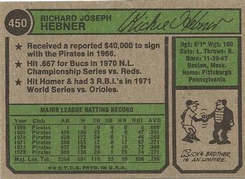 Rich Hebner  baseball card collectible - Main Image 2