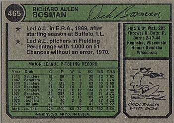 Dick Bosman  baseball card collectible - Main Image 2