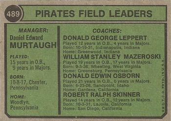Pirates Field Leaders (Danny Murtaugh / Don Osborn / Bill Mazeroski / Don Leppert / Bob Skinner)  baseball card collectible - Main Image 2