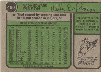 Vada Pinson  baseball card collectible - Main Image 2