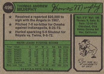 Tom Murphy  baseball card collectible - Main Image 2