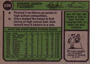 Ed Farmer  baseball card collectible - Main Image 2