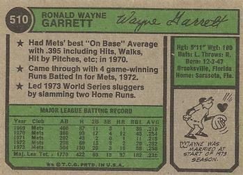 Wayne Garrett  baseball card collectible - Main Image 2