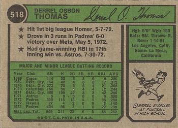 Derrel Thomas  baseball card collectible - Main Image 2