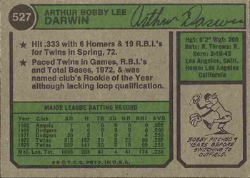 Bobby Darwin  baseball card collectible - Main Image 2