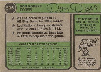 Duffy Dyer  baseball card collectible - Main Image 2