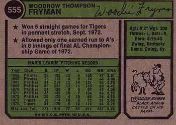 Woodie Fryman  baseball card collectible - Main Image 2