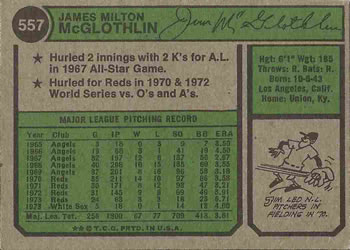 Jim McGlothlin  baseball card collectible - Main Image 2