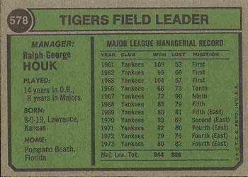 Ralph Houk  baseball card collectible - Main Image 2