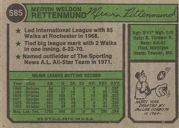 Merv Rettenmund  baseball card collectible - Main Image 2