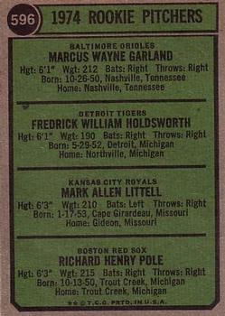 1974 Rookie Pitchers (Wayne Garland / Fred Holdsworth / Mark Littell / Dick Pole)  baseball card collectible - Main Image 2