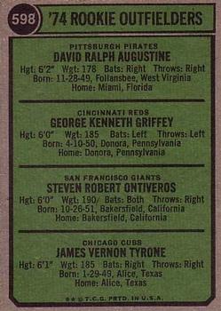 1974 Rookie Outfielders (Dave Augustine / Ken Griffey / Steve Ontiveros / Jim Tyrone)  baseball card collectible - Main Image 2