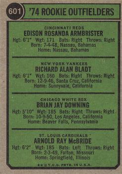 1974 Rookie Outfielders (Ed Armbrister / Rich Bladt / Brian Downing / Bake McBride)  baseball card collectible - Main Image 2