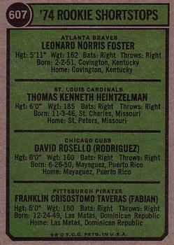 1974 Rookie Shortstops (Leo Foster / Tom Heintzelman / Dave Rosello / Frank Taveras)  baseball card collectible - Main Image 2