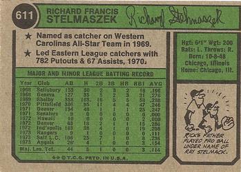 Rick Stelmaszek  baseball card collectible - Main Image 2