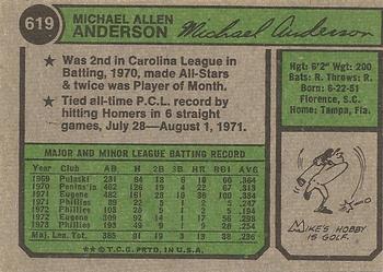 Mike Anderson  baseball card collectible - Main Image 2