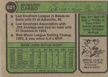 Bernie Carbo  baseball card collectible - Main Image 2