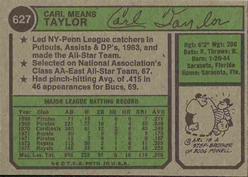 Carl Taylor  baseball card collectible - Main Image 2