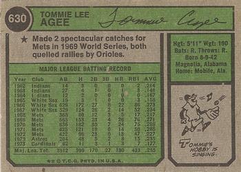 Tommie Agee  baseball card collectible - Main Image 2
