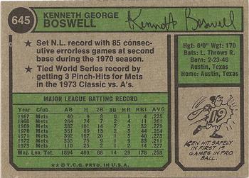 Ken Boswell  baseball card collectible - Main Image 2