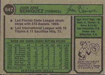 Juan Beniquez  baseball card collectible - Main Image 2