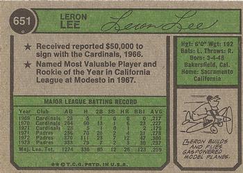 Leron Lee  baseball card collectible - Main Image 2