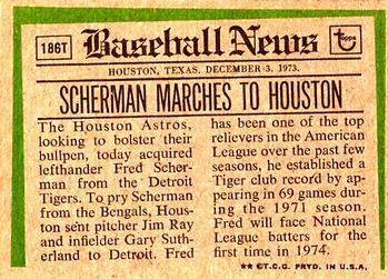 Fred Scherman  baseball card collectible - Main Image 2