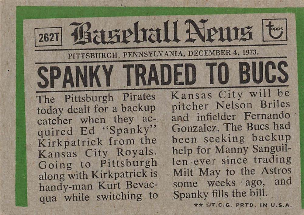 Ed Kirkpatrick  baseball card collectible - Main Image 2