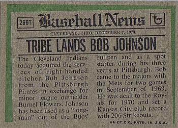 Bob Johnson  baseball card collectible - Main Image 2