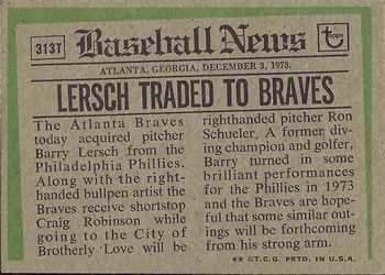 Barry Lersch  baseball card collectible - Main Image 2