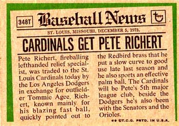 Pete Richert  baseball card collectible - Main Image 2