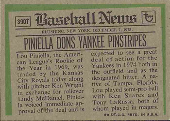 Lou Piniella  baseball card collectible - Main Image 2