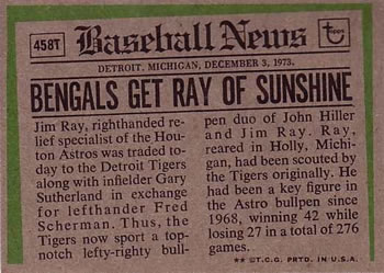 Jim Ray  baseball card collectible - Main Image 2