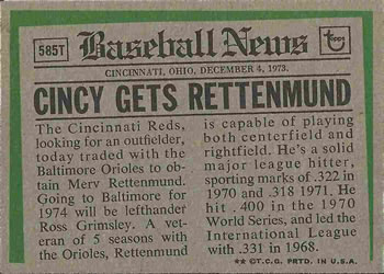 Merv Rettenmund  baseball card collectible - Main Image 2