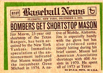 Jim Mason  baseball card collectible - Main Image 2