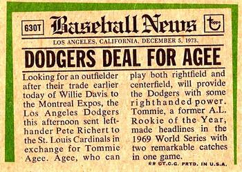 Tommie Agee  baseball card collectible - Main Image 2