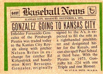 Fernando Gonzalez  baseball card collectible - Main Image 2