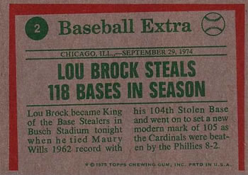 Lou Brock  baseball card collectible - Main Image 2